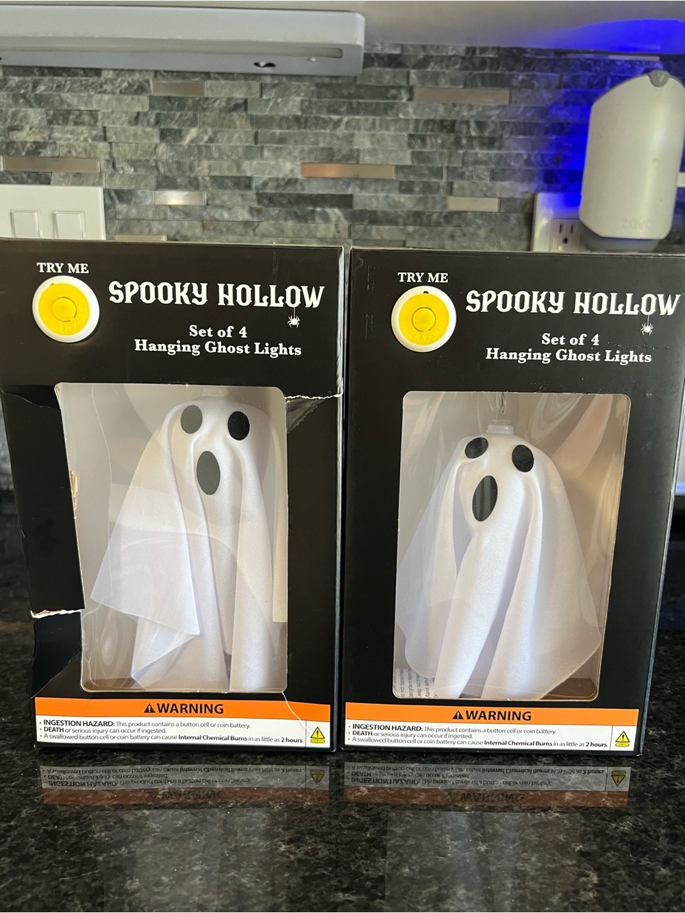Spooky Hollow GHOST Shaped Hanging Halloween String Lights, 2 Sets-CUTE!!